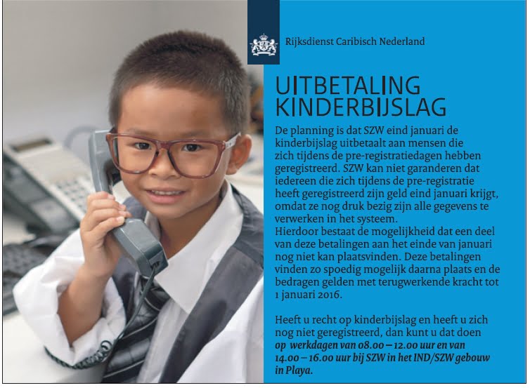 Uitbetaling kinderbijslag Bonaire.Nu