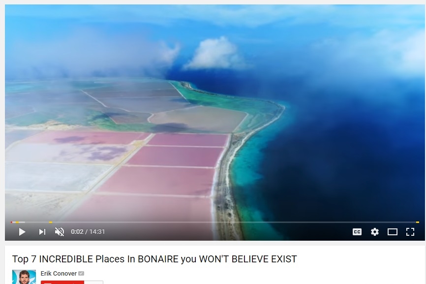 Promotievideo Bonaire uitgebracht door YouTube vlogger Erik Conover