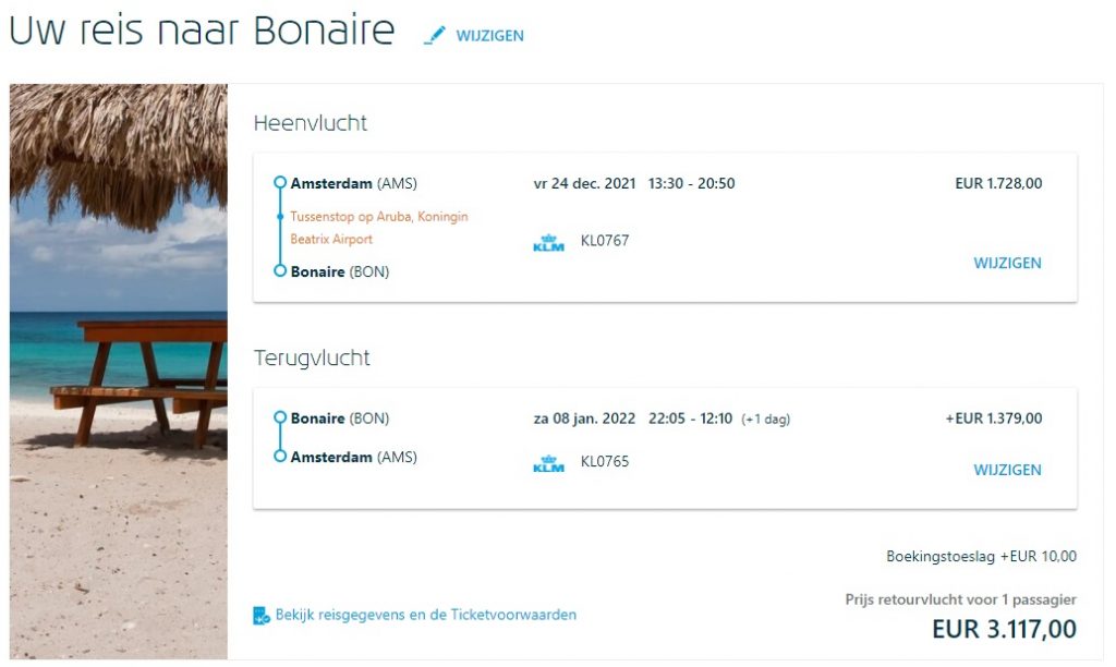 Tickets naar Bonaire rond kerst kunnen oplopen tot over de 3.500 dollar