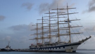 De Royal Clipper lag aangemeerd in Bonaire