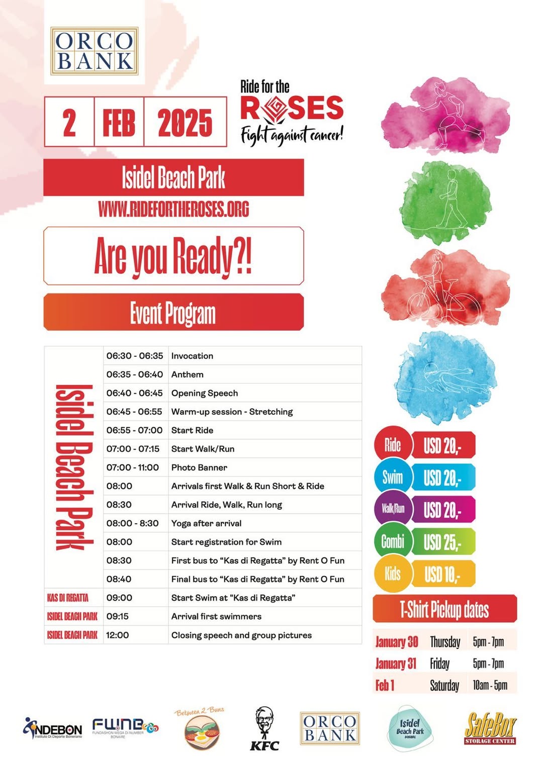 Het programma van Ride for the Roses 2025. 